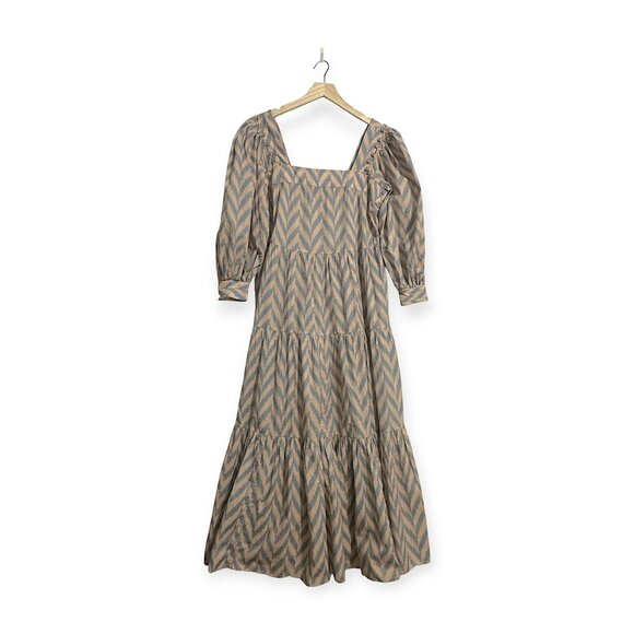Ulla Johnson Georgina Midi Dress Sz 2, Beige & Gray - Picture 3 of 15